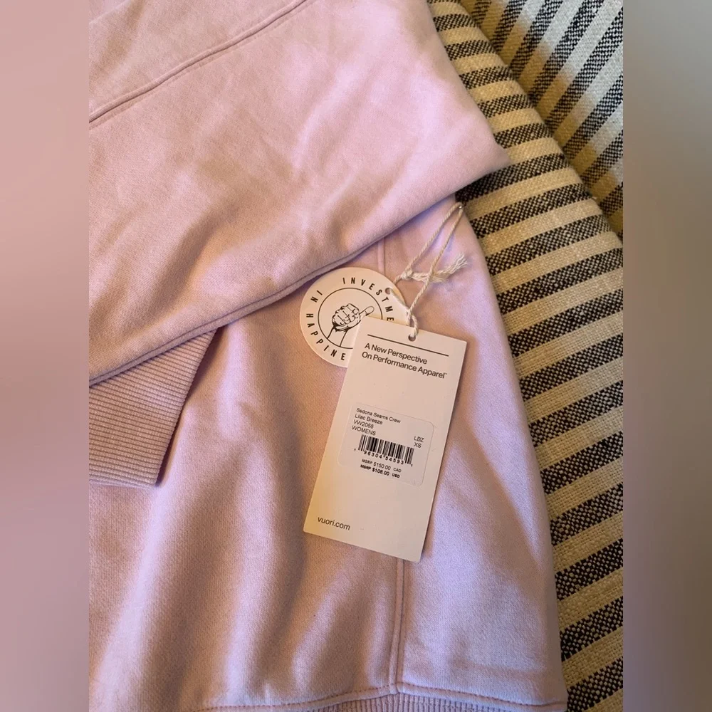 NWT Vuori Sedona Seams Crew Sweatshirt XS $108 Lilac Breeze SOLD OUT - Picture 9 of 9